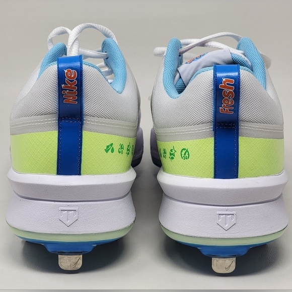 Nike Force Trout 9 Pro Cleats White/Barely Volt/Blue FQ7941-100 Men Size 7.5 New - Picture 5 of 9